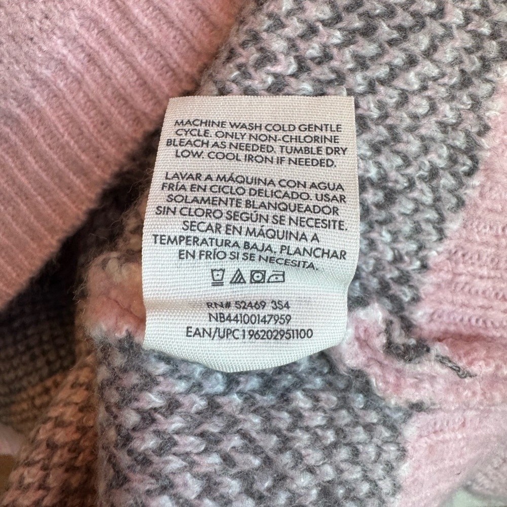 No Boundaries Pink White Bow Girly Fair Isle Rose Mist Cowl Neck Sweater Sz 8-10 - Picture 6 of 11